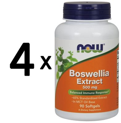4 x NOW Foods Boswellia Extract, 500mg - 90 softgels