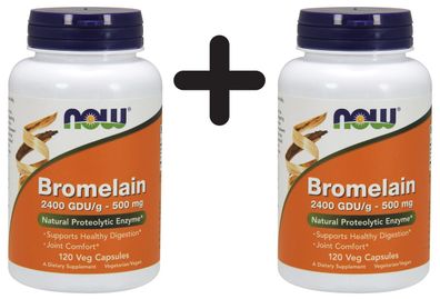 2 x NOW Foods Bromelain, 500mg - 120 vcaps