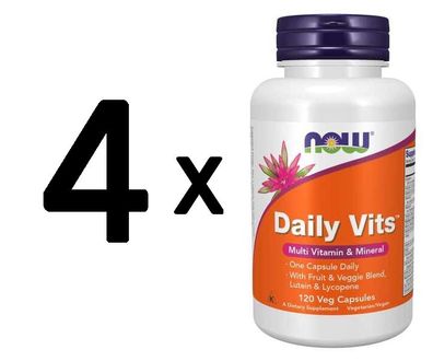 4 x NOW Foods Daily Vits - 120 vcaps
