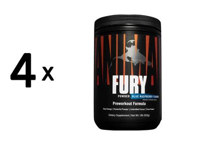 4 x Universal Nutrition Animal Fury (30 serv) Blue Raspberry