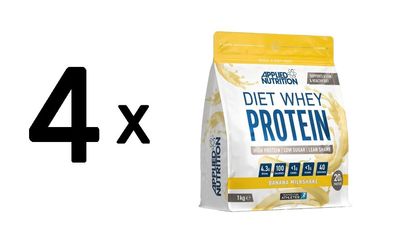 4 x Applied Nutrition Diet Whey, Banana Milkshake- 1000g