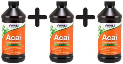 3 x NOW Foods Acai, Liquid Concentrate - 473 ml