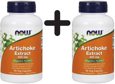 2 x NOW Foods Artichoke Extract, 450mg - 90 vcaps
