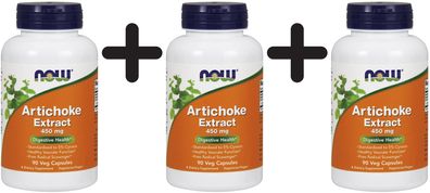 3 x NOW Foods Artichoke Extract, 450mg - 90 vcaps