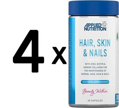 4 x Applied Nutrition Hair, Skin & Nails - 60 caps