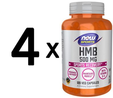 4 x NOW Foods HMB, 500mg - 120 vcaps