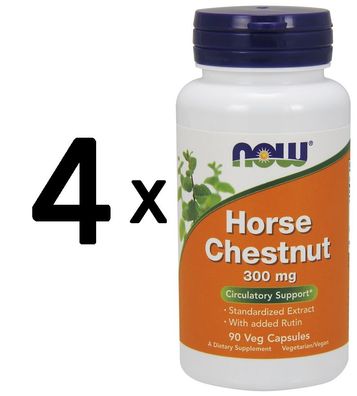 4 x NOW Foods Horse Chestnut, 300mg - 90 veg capsules