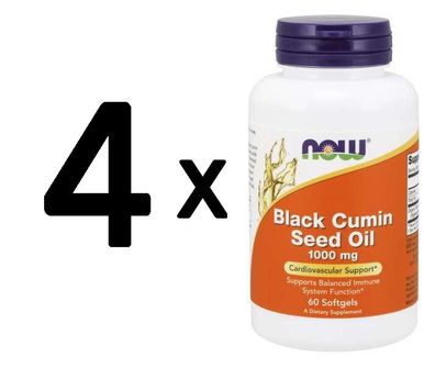 4 x NOW Foods Black Cumin Seed Oil - 60 softgels