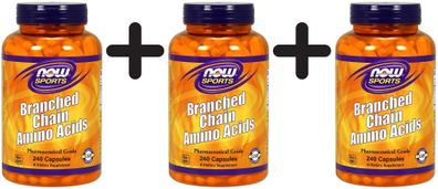 3 x NOW Foods Branched Chain Amino Acids - 240 caps