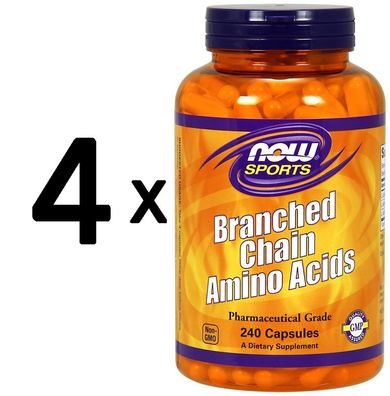 4 x NOW Foods Branched Chain Amino Acids - 240 caps