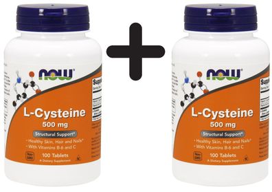 2 x NOW Foods L-Cysteine, 500mg (Tabs) - 100 tabs