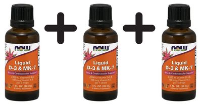 3 x NOW Foods Liquid D-3 & MK-7 - 30 ml