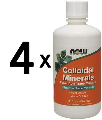 4 x NOW Foods Colloidal Minerals, Raspberry - 946 ml