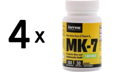 4 x Jarrow Formulas MK-7, 180mcg - 30 softgels