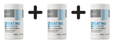 3 x OstroVit Creatine Monohydrate, Green Apple - 500g