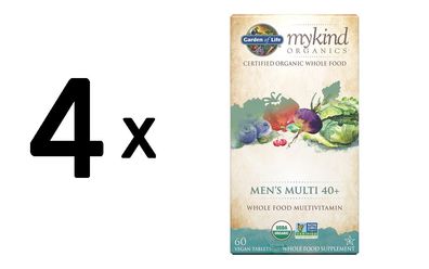 4 x Garden of Life Mykind Organics Men's Multi 40+ - 60 tabs