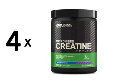 4 x Optimum Nutrition Micronised Creatine Powder - flavoured (360g) Blue Raspberry