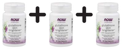 3 x NOW Foods Glutathione Skin Brightener with Ceramosides - 30 vcaps