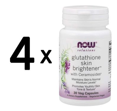 4 x NOW Foods Glutathione Skin Brightener with Ceramosides - 30 vcaps