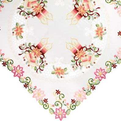 Tischdecke Weihnachten 110x110 Hossner Kerzenduett Rosa Mitteldecke Weihnachtsdecke