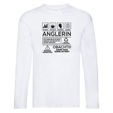 Achtung Probleme Anglerin | Angeln | Fischerin Long Sleeve Weiß
