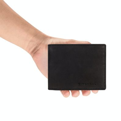 Tom Tailor Scheintasche Geldbörse Herrenbörse querformat, Leder schwarz black ron