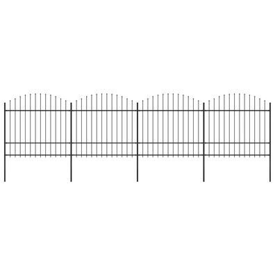 vidaXL Gartenzaun mit Speerspitzen Stahl (1,5 - 1,75) x 6,8 m Schwarz