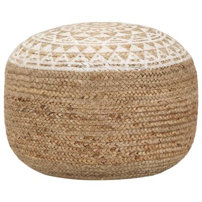 vidaXL Handgefertigter Sitzpuff Weiß 45x30 cm Jute