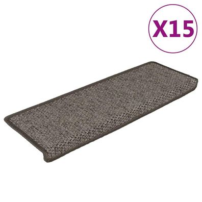 vidaXL Treppenmatten Selbstklebend Sisal 15Stk. 65x21x4cm Grau & Beige