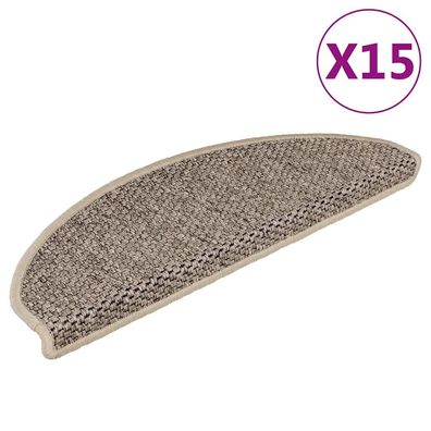 vidaXL Treppenmatten Selbstklebend Sisal 15 Stk. 65x21x4cm Dunkelbeige