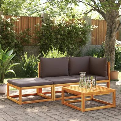 vidaXL 3-tlg. Garten-Sofagarnitur mit Kissen Massivholz Akazie