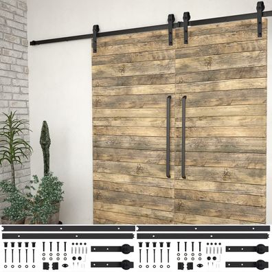 vidaXL Schiebetür-Beschlagsätze 2 Stk. 200 cm Stahl Schwarz