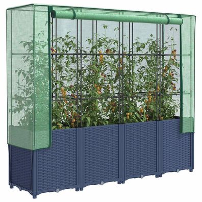 vidaXL Hochbeet mit Gewächshaus-Aufsatz Rattan-Optik 160x40x153 cm
