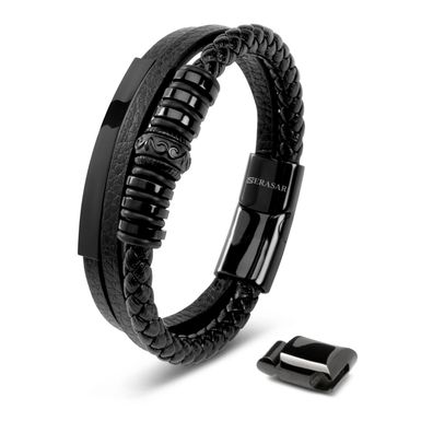 Serasar, lederarmband "shine" für herren, mit magnetverschluss
