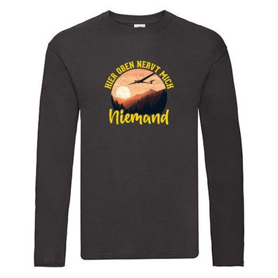 Hier nervt mich niemand | Segelflieger | Segelfliegen Long Sleeve Schwarz