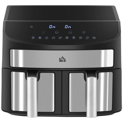 Heißluftfritteuse 8L Doppelkammer, 2400W, 10 Programme, Touchscreen, schwarz