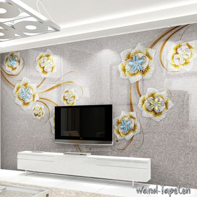 Vlies Fototapete Wandtapete Wandbilder 3D Luxus Gold Diamant Rose Schmuck 3500
