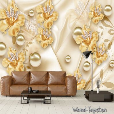 Vlies Fototapete Wandtapete Wandbilder 3D Blumen Schmuck Kugel 1732