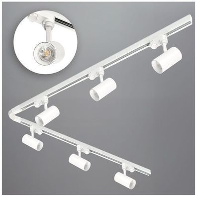 Schienensystem Komplett-Set Weiß 2x 2m Schiene, 6x GU10-Reflektor, F-Verbinder
