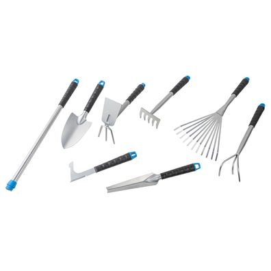 HI 8-tlg. Gartenwerkzeug-Set 7 Teile + 1 Teleskopgriff 94402