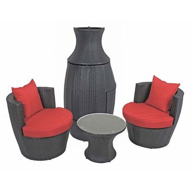 Sitzgruppe Linz, Rattan-Optik, Club-Set, 3-teilig