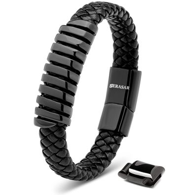 Serasar, lederarmband "helix" für herren, mit magnetverschluss