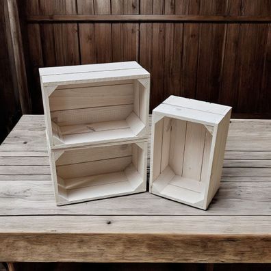 Holzkiste Dekokiste Box 30x20x15 cm 3er SET Weiss