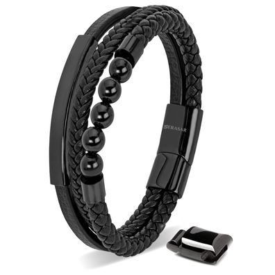 Serasar, lederarmband "pearl" für herren, mit magnetverschluss