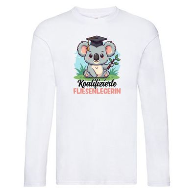 Koalifizierte Fliesenlegerin | Fliesenlegen | Bau v2 Long Sleeve Weiß