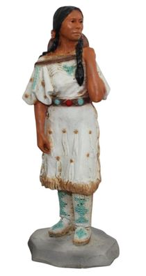 Indianerfigur Indianerfrau Squaw Sacajawea auch Vogelfrau H 14,5 cm stehend