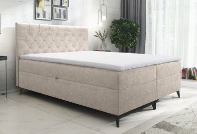 AX LIVING Boxspringbetten mit Bettkasten 180x200 Palmeria in Beige