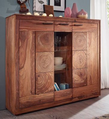 Highboard 150x135cm "Rio" Sheesham massiv