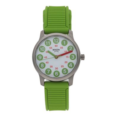 Boccia Uhr für Kinder 3373-02 Grün, Kautschuk, Titan