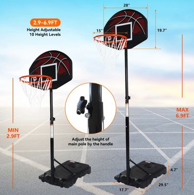 Winmax 28" Basketball Hoop Outdoor Wetterfester Kinder Basketball